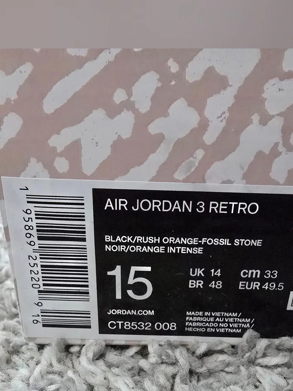 Jordan 3 Retro Desert Elephant Size 15